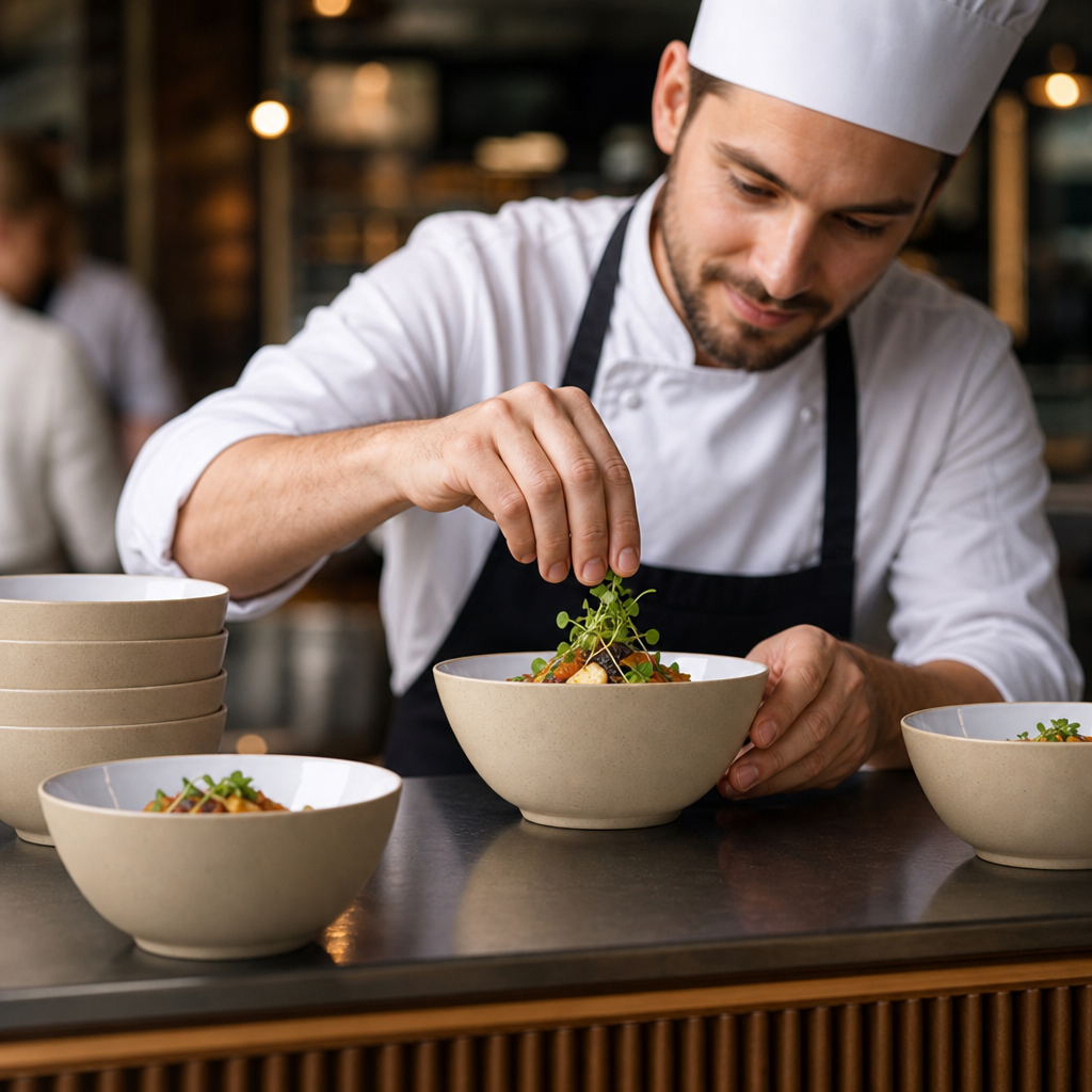 Deep Bowls 140mm Natural Stoneware for Serving Dishes (Pack of 6)