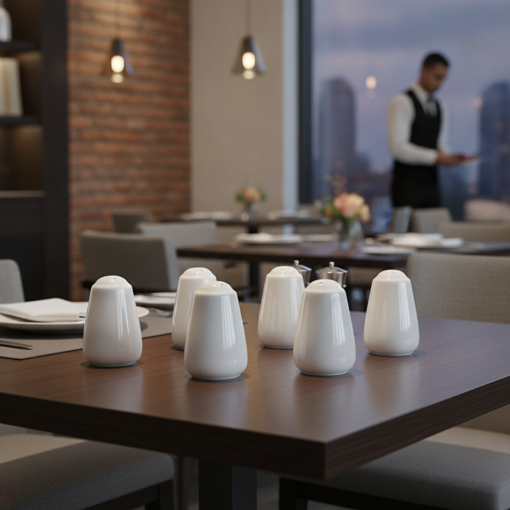 Porcelain Pepper Pots 80mm for Dining Tables (Pack of 6)
