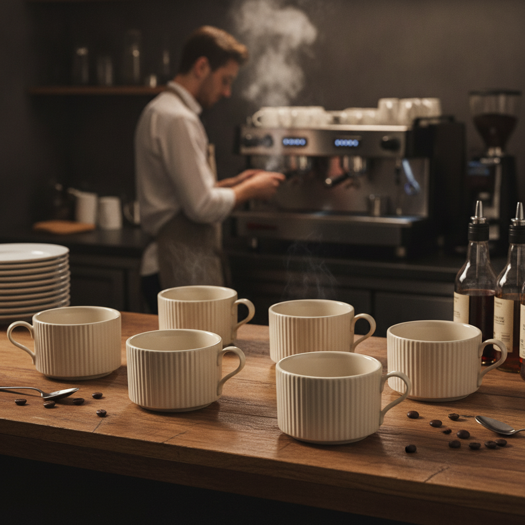Porcelain Cappuccino Cups 200ml for Hospitality (Pack of 6)