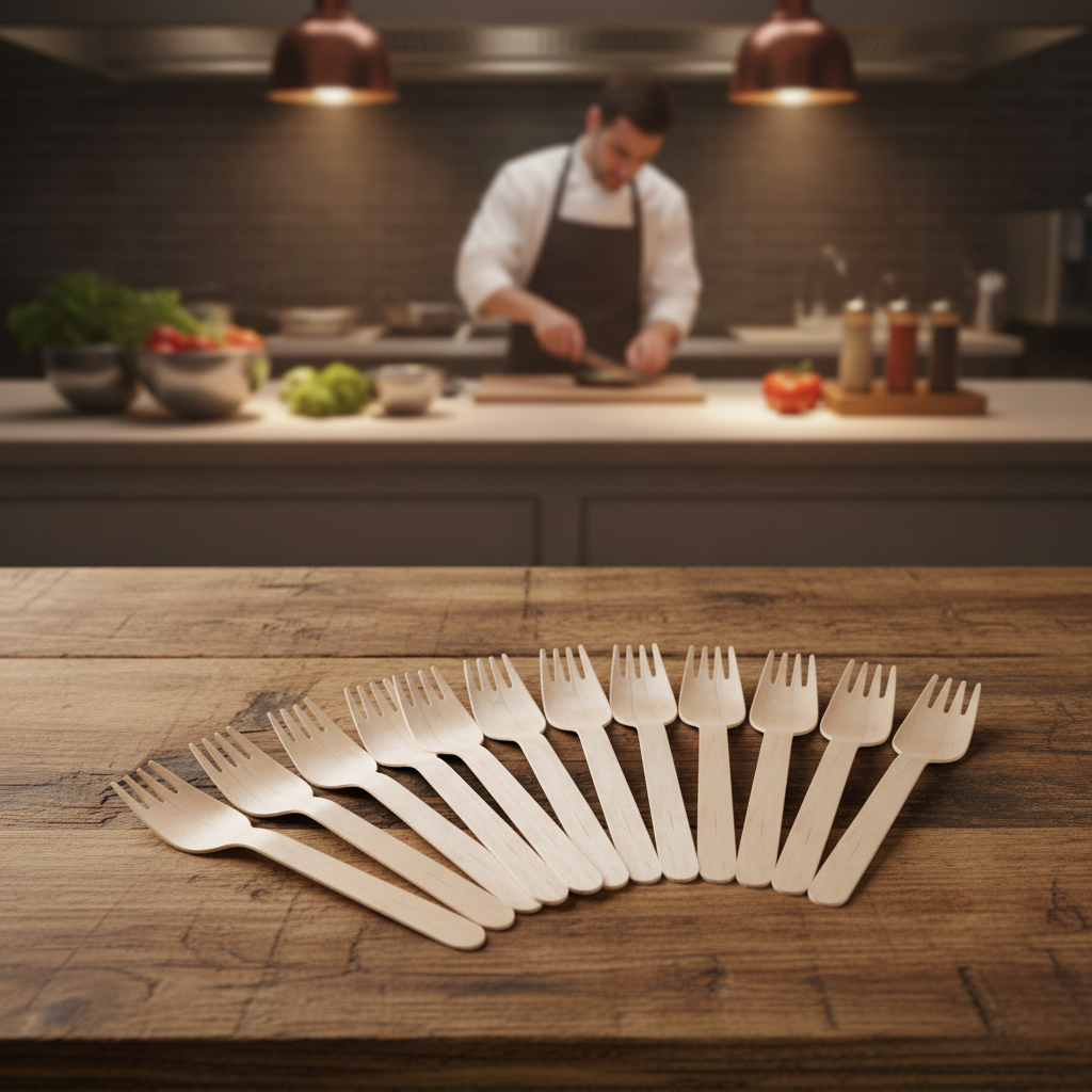 Biodegradable Birch Wooden Forks 155mm for Events & Catering (Pack of 100)