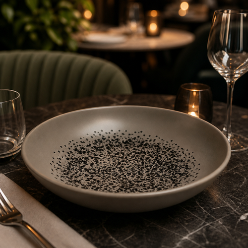 Bowls Flint Grey Porcelain for Fine Dining & Casual Settings (Pack of 6)