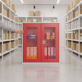 Powder Coated Steel Mesh-Fronted Stock Control Cupboard for Retail Spaces