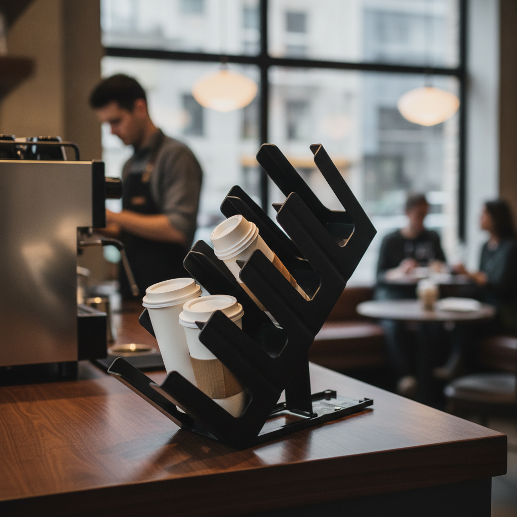 Polypropylene 4-Slot Cup Holder 115x442mm for Coffee Shops