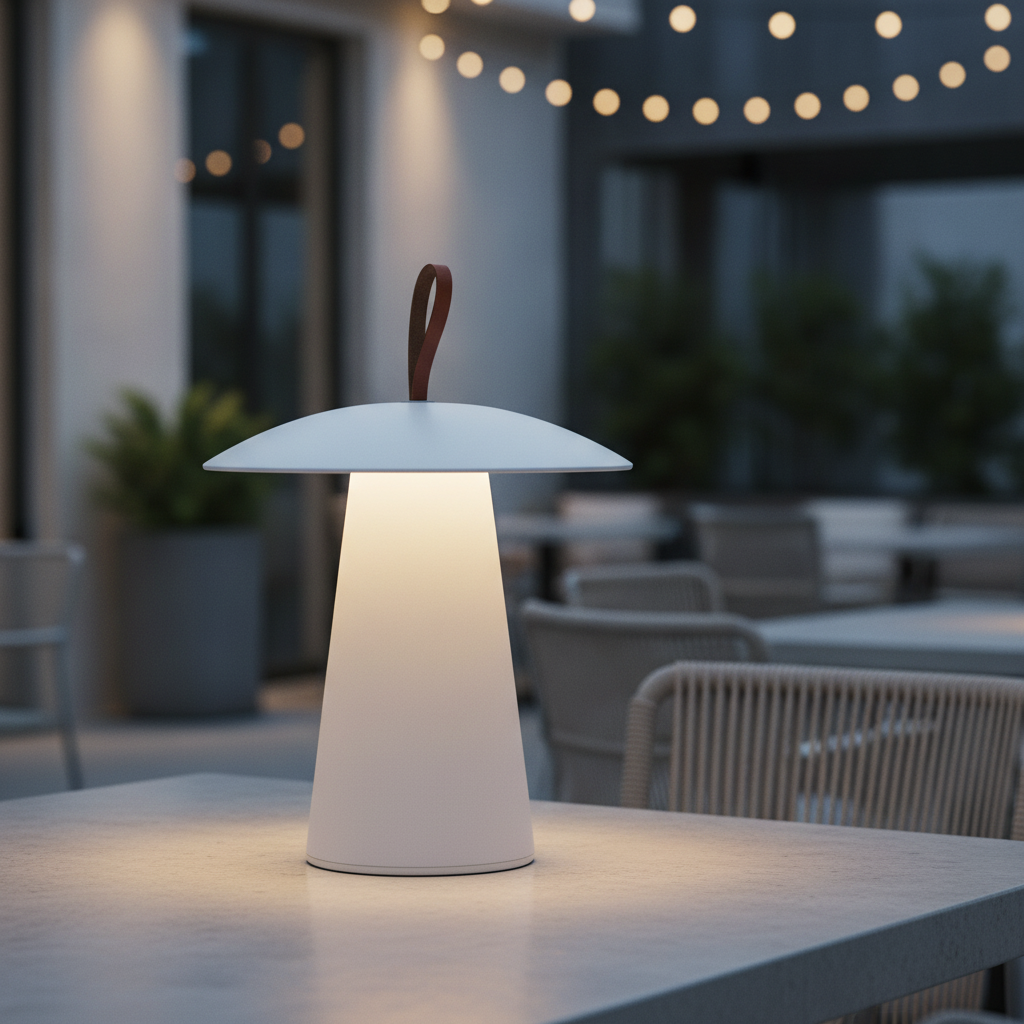Aluminium Portable Table Lamp White for Indoor & Outdoor Use