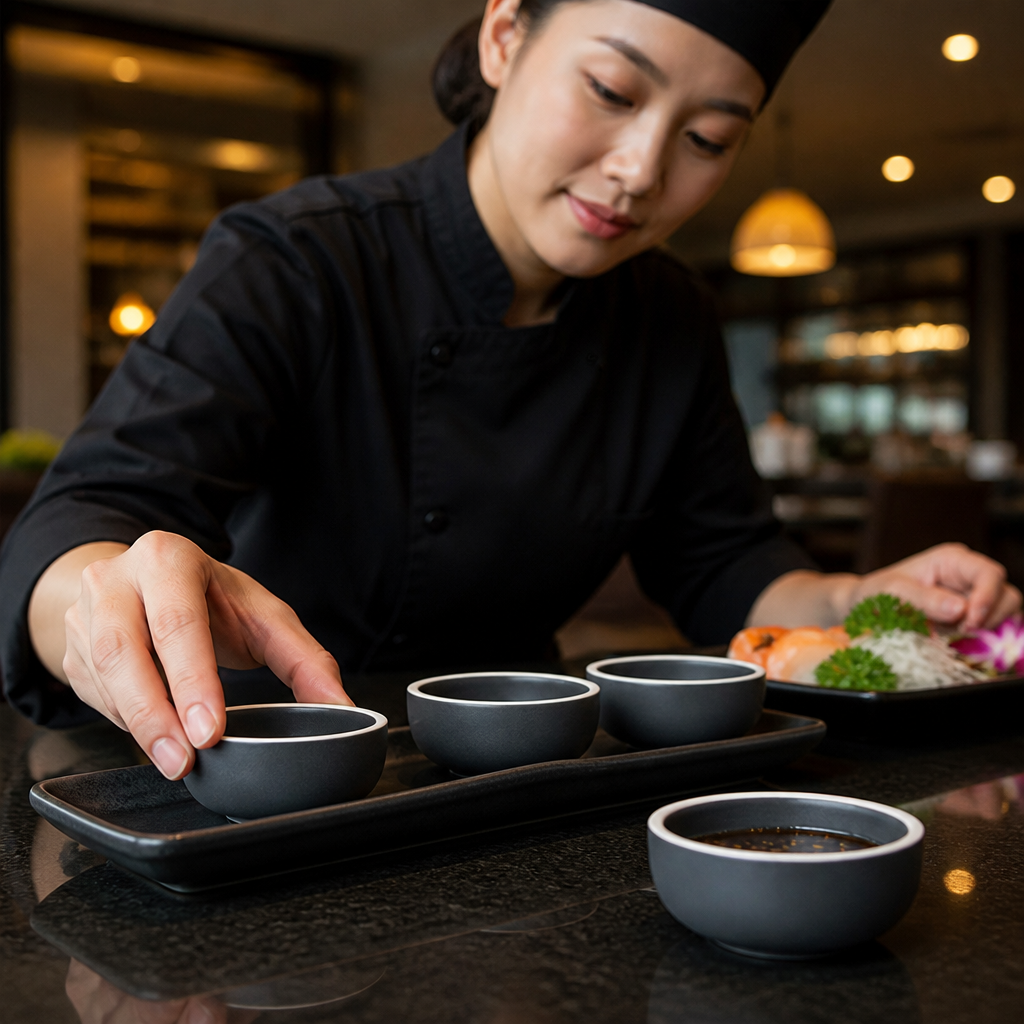 Dipping Pots 90mm Charcoal Vitrified Porcelain for Dining Rooms (Pack of 12)