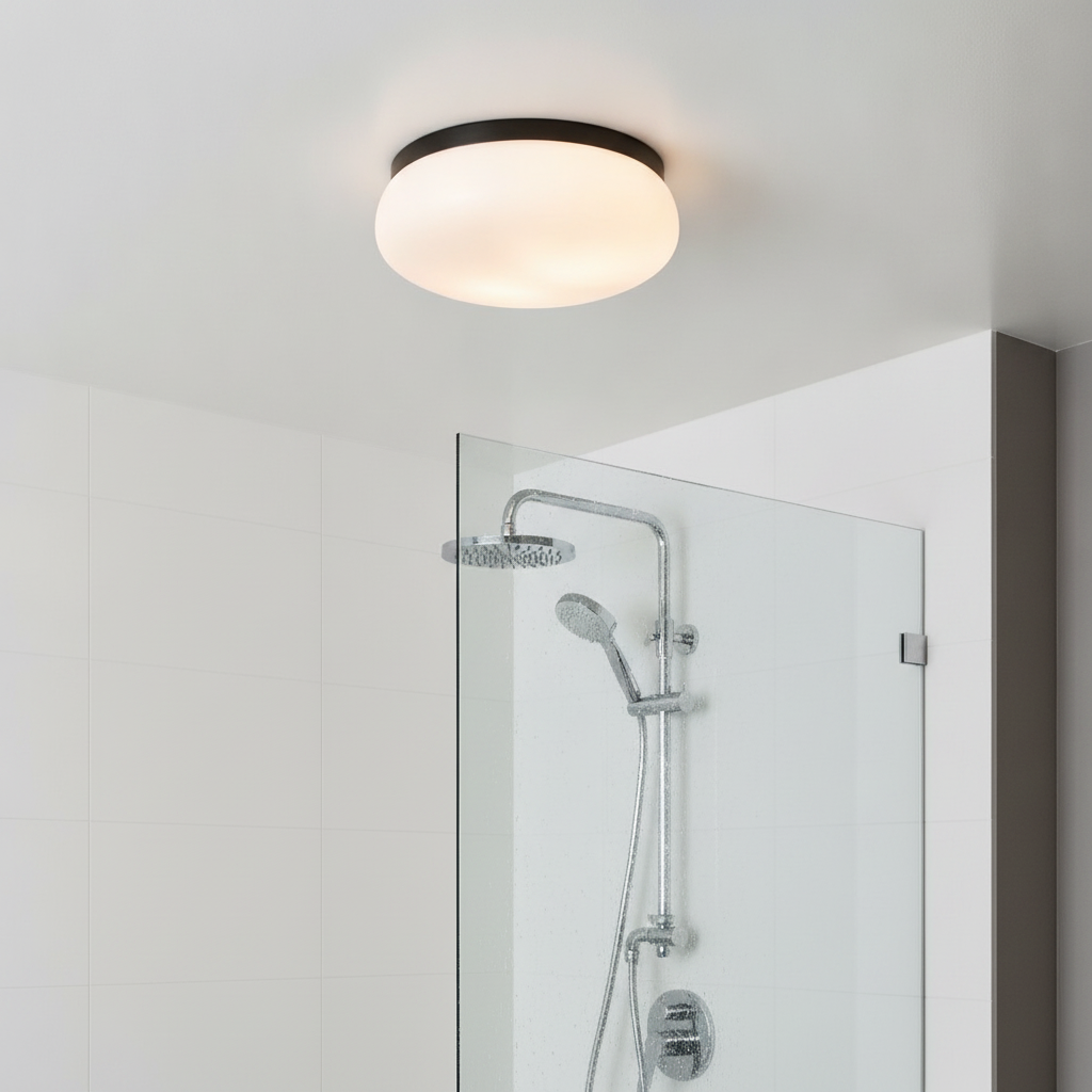 Plastic Black Ceiling Light for Bathrooms & Utility Spaces