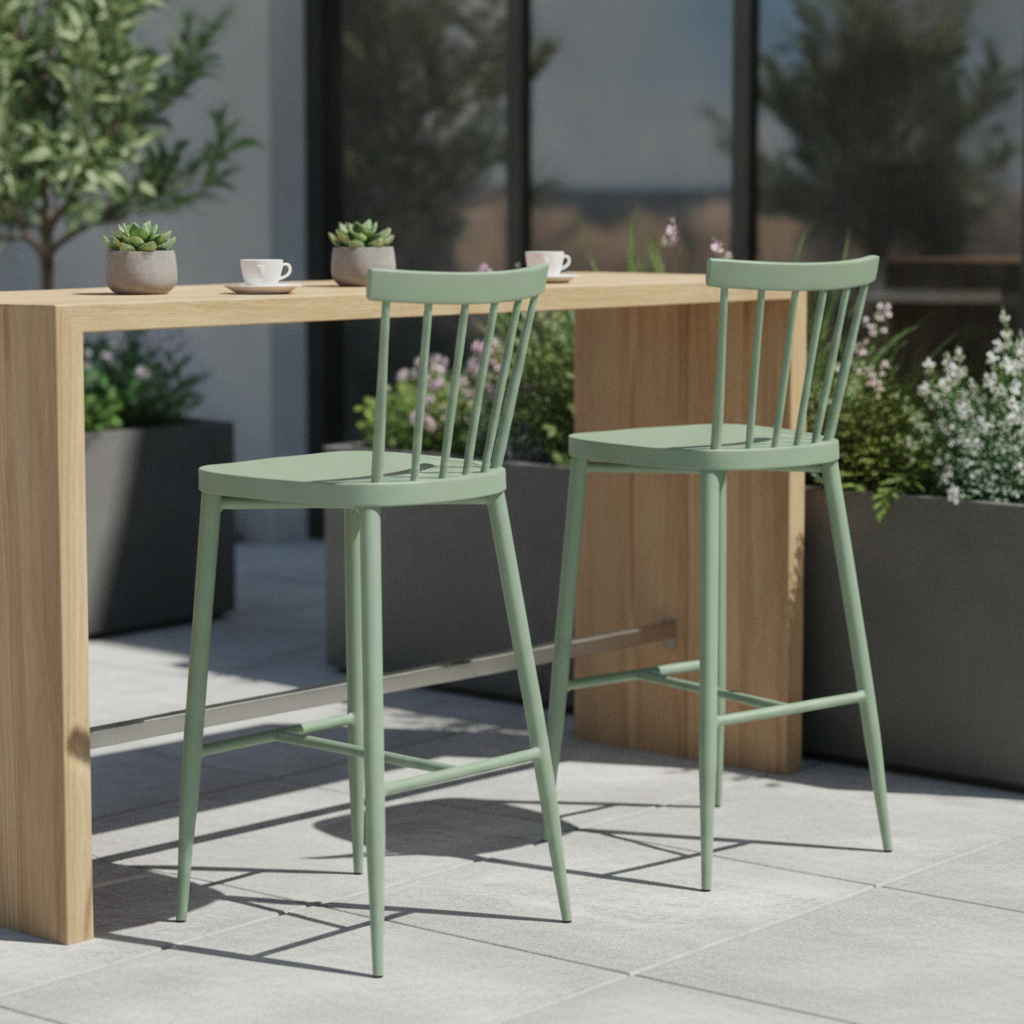 Aluminium Green High Stools 1080mm for Indoor & Outdoor Use (Pack of 2)