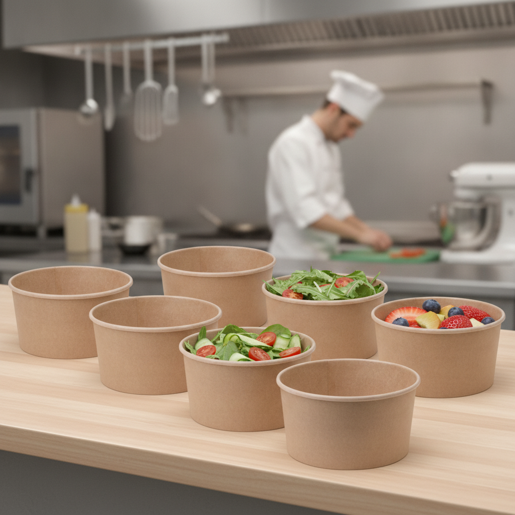 Cardboard Kraft Salad Bowls 500ml for Food Markets (Pack of 300)