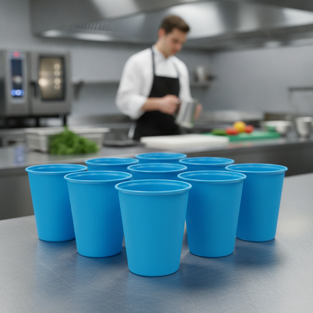 Polypropylene Blue Reusable Cups 250ml for Takeaway Services (Pack of 264)