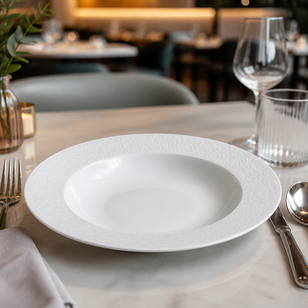 Abstract Round Bowls 12" in Fine China for Contemporary Dining