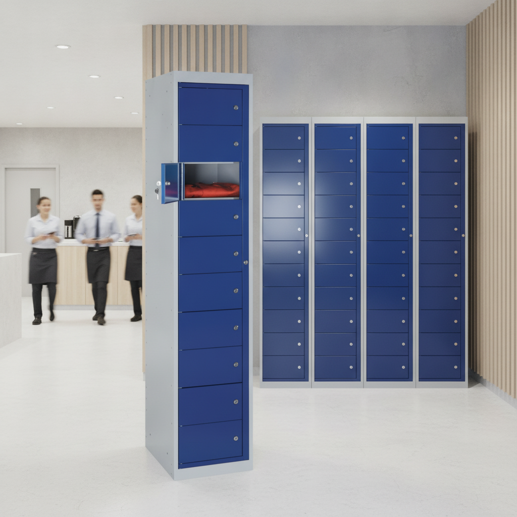 Steel Grey Dispensing Lockers for Staff Uniforms (Pack of 10)