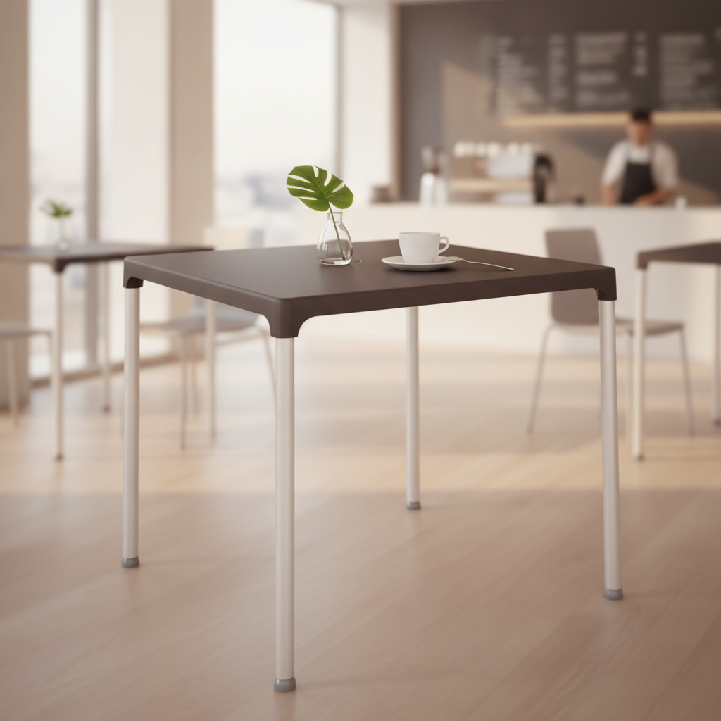 Aluminium and Polypropylene Square Table 750mm for Cafés & Bistros