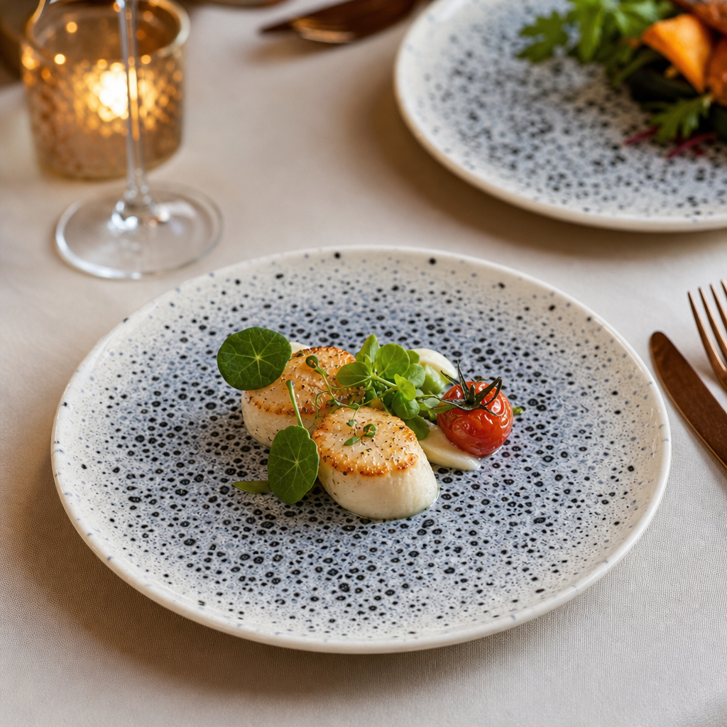 Organic Round Plates Finish Blue Vitrified Ceramic for Stylish Dining (Pack of 12)