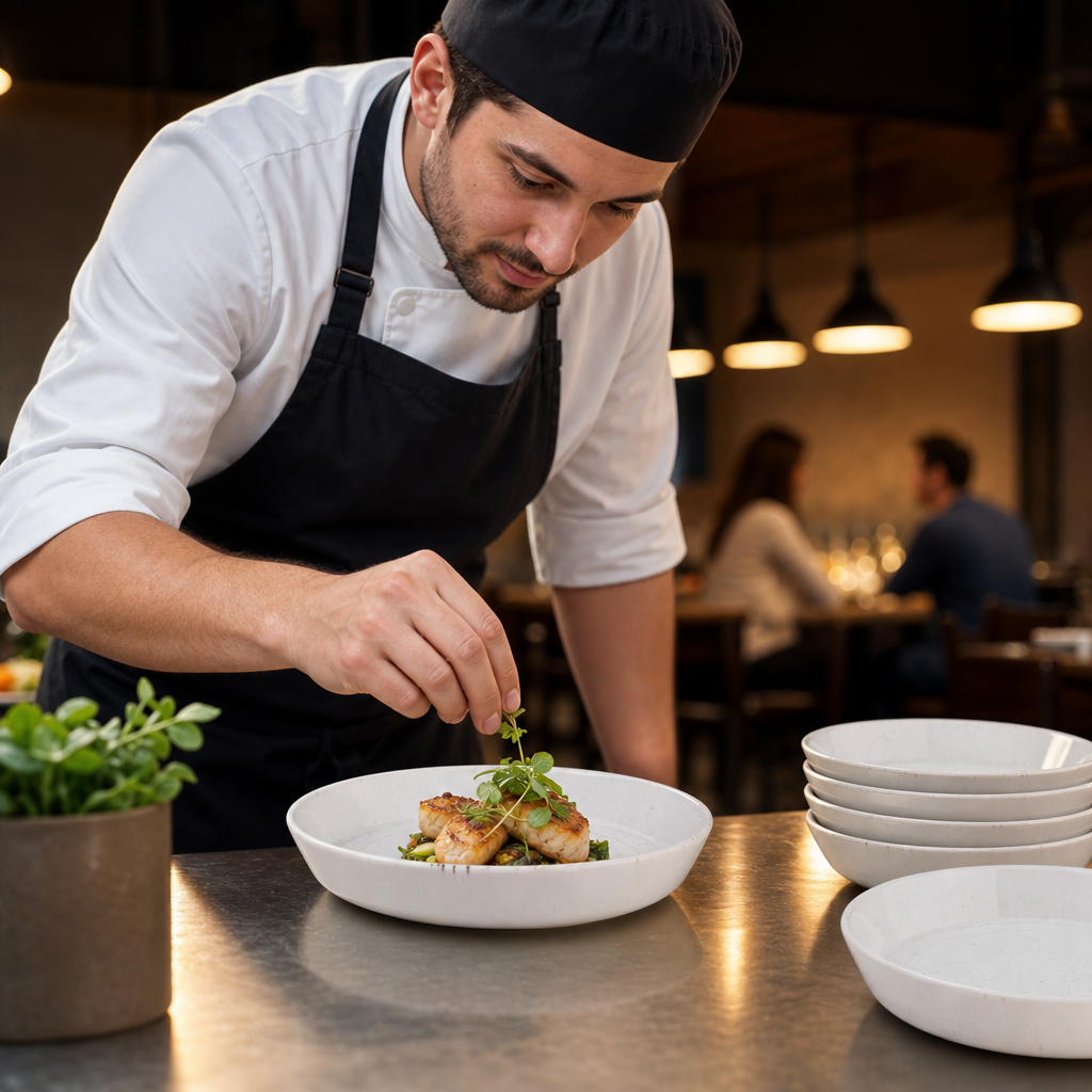 Flat Round Bowls 220mm Porcelain for Restaurants & Cafés (Pack of 4)
