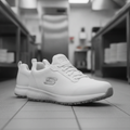 Rubber Slip Resistant Squad Trainers White for Work Environments