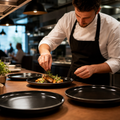 Coupe Plates 200mm Black Stoneware for Cafés & Coffee Shops (Pack of 12)