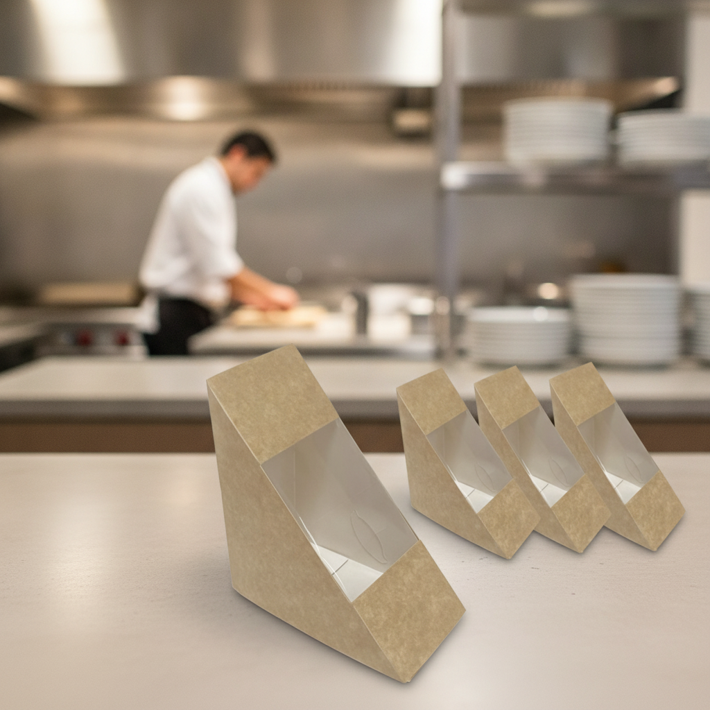 Recyclable Paperboard Sandwich Wedges for Takeaway Services (Pack of 500)