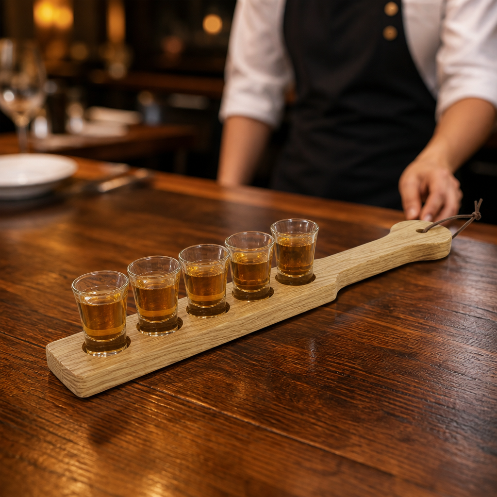 Solid Oak Wooden Shot Paddle Board 500mm for Drinks Service