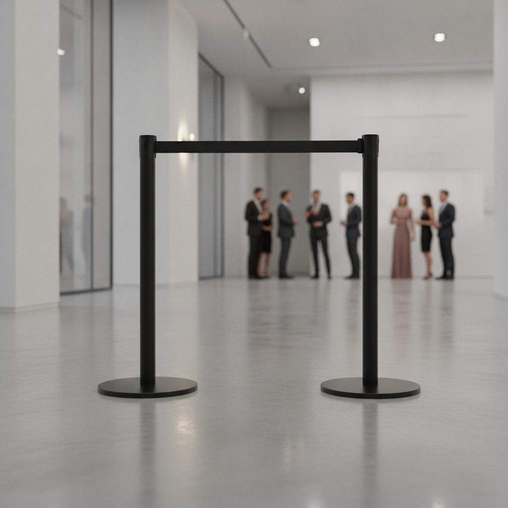 Powder Coated Steel Barrier Posts Black 9kg for Crowd Management (Pack of 2)