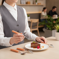 18/0 Stainless Steel Dessert Forks with Orange Handles for Cafeterias (Pack of 12)