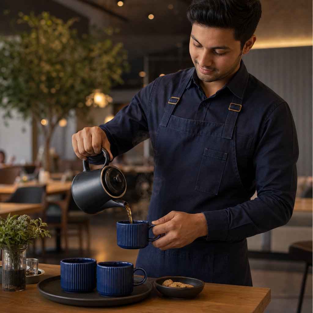 Can Cups Midnight 227.5ml Blue Porcelain for Stylish Dining (Pack of 12)