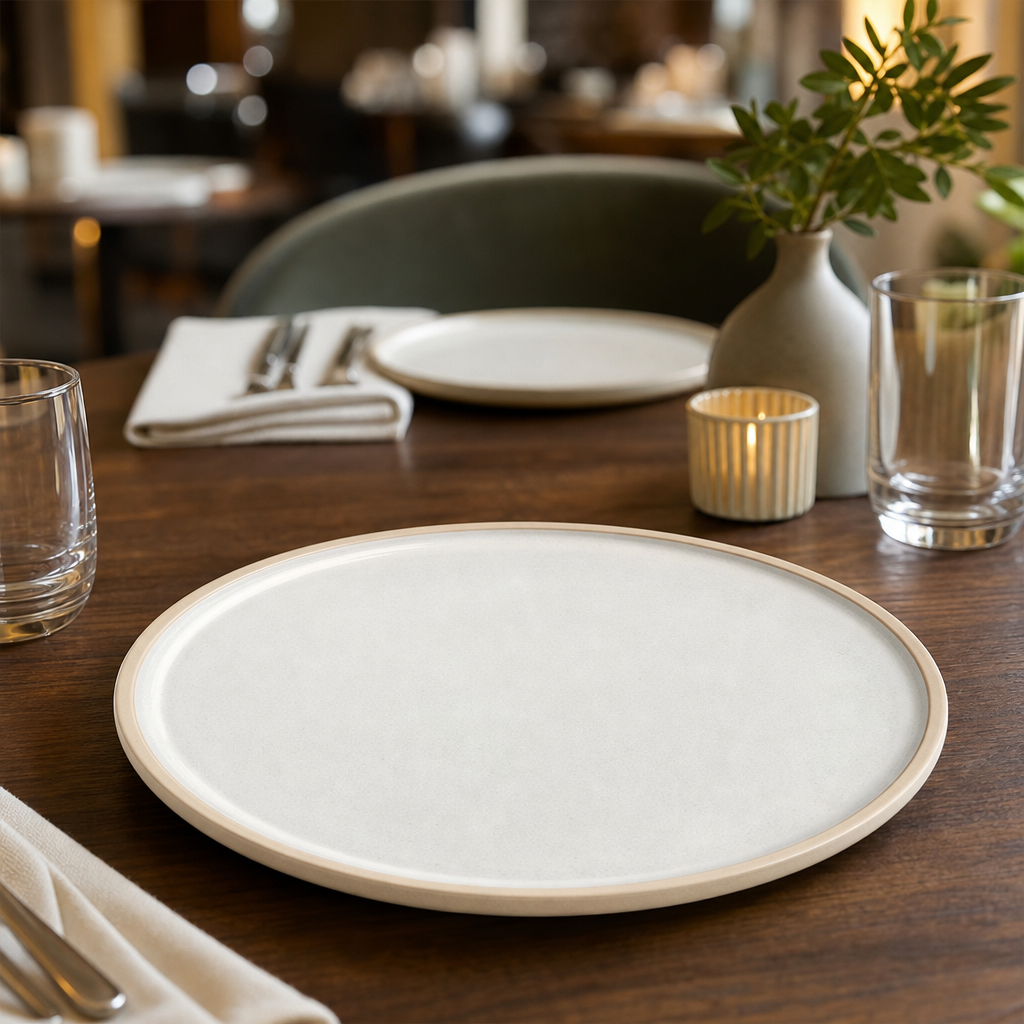 Flat Plates Murano White Stoneware for Creative Dining (Pack of 6)