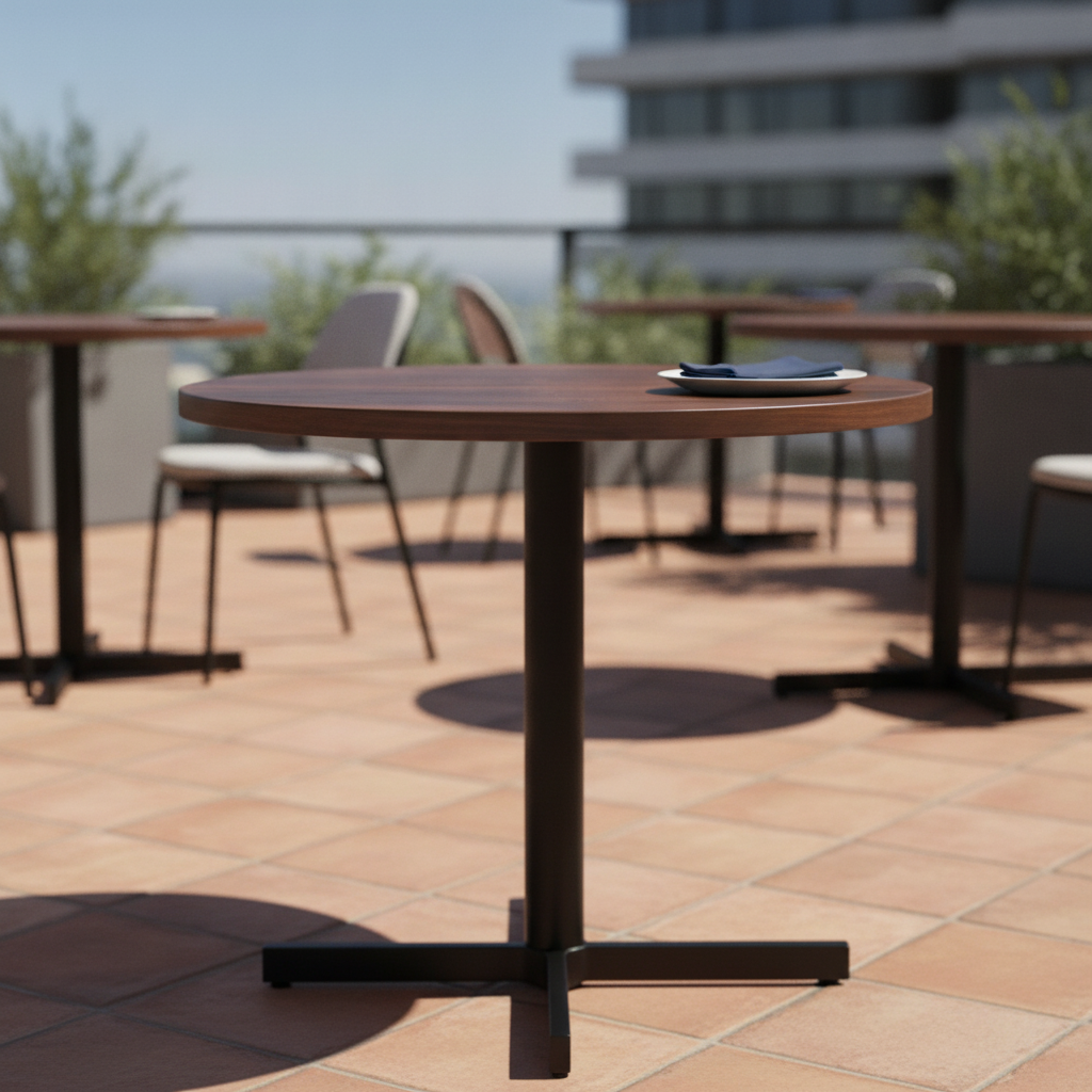 Walnut Round Laminate Table Top 600mm for Indoor & Outdoor Dining