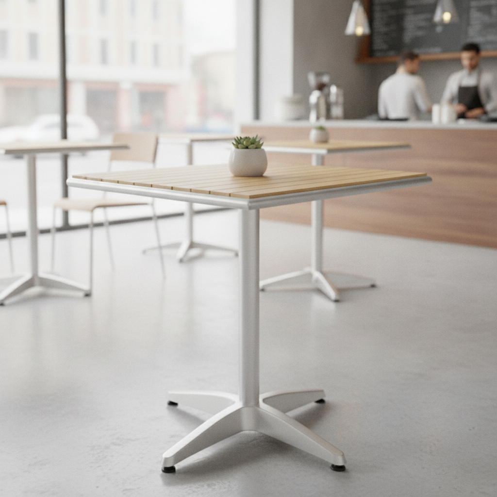 Aluminium and Ash Wood Square Bistro Table Top 700mm for Indoor & Outdoor Use