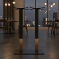 Steel Bar Height Table Base with Gold Collar 700x400mm for Indoor Use