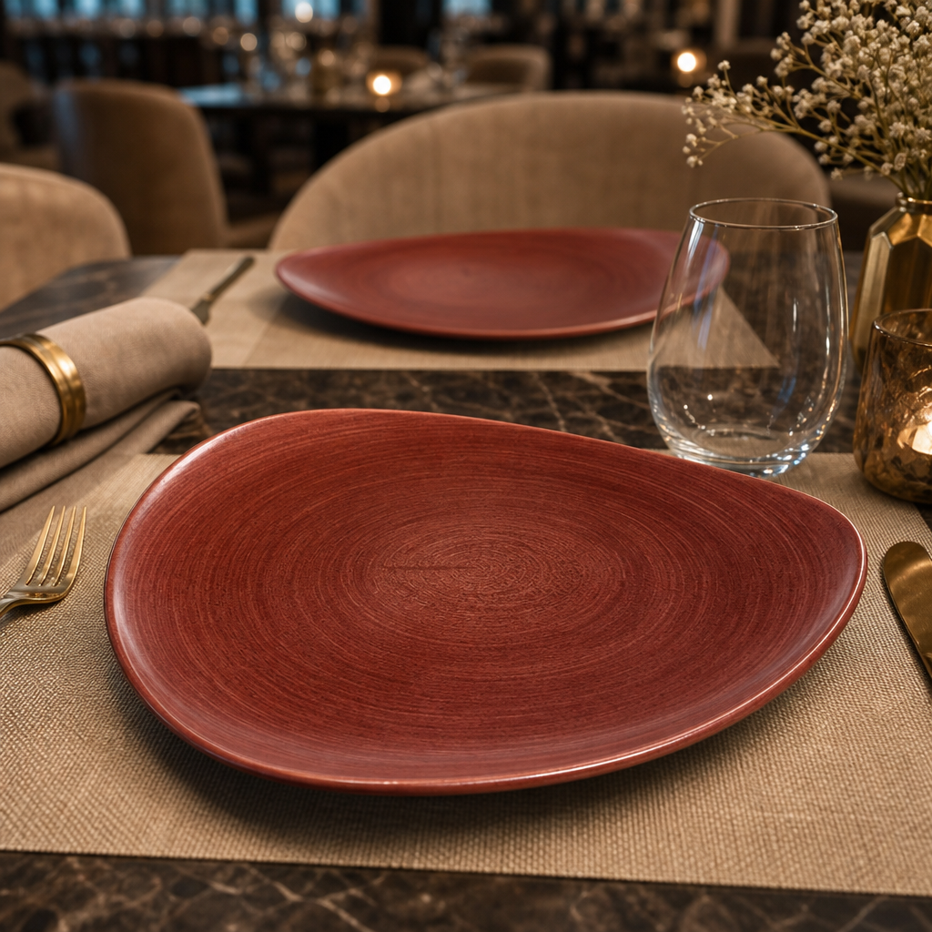 Plates Rust Red Vitrified Ceramic for Elegant Dining (Pack of 12)