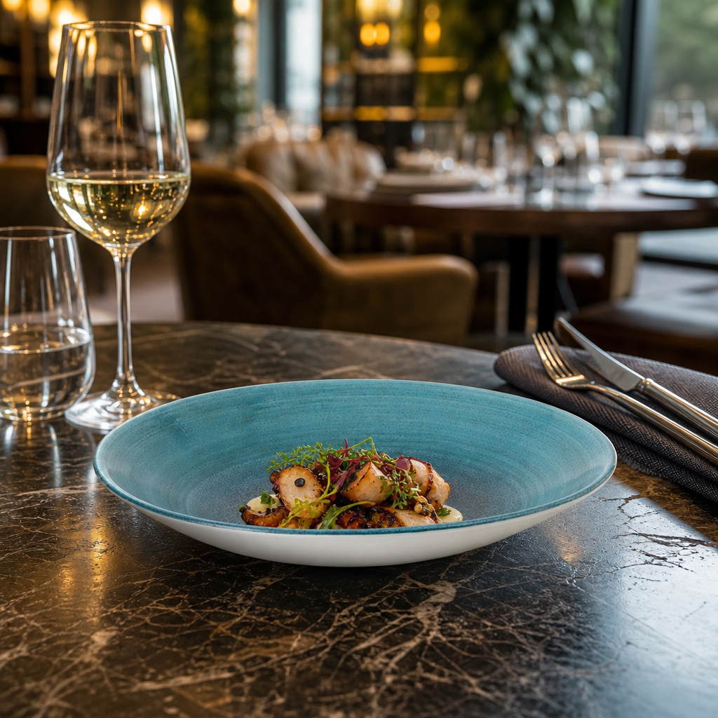 Deep Coupe Plates 225mm Teal Vitrified Porcelain for Restaurants & Cafés (Pack of 12)