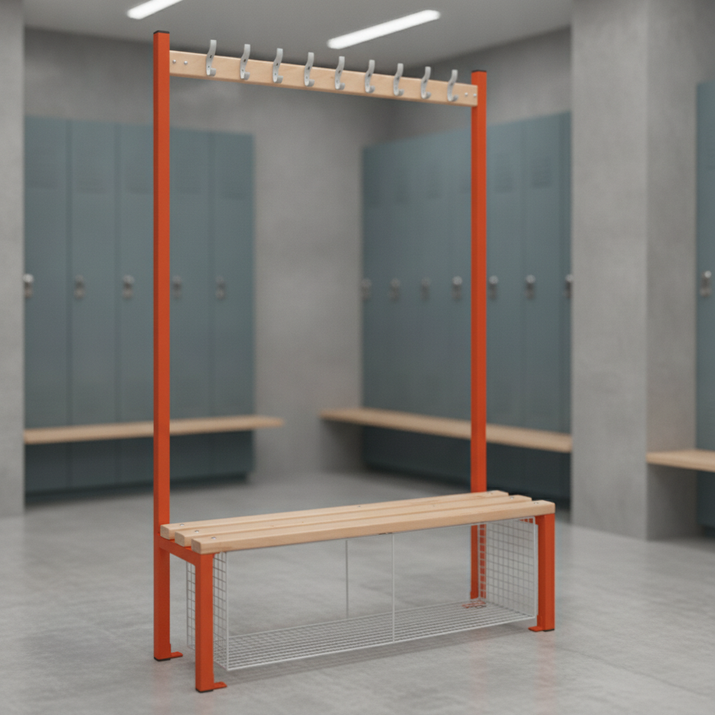 Powder Coated Steel Single-Sided Island Seating for Changing Rooms