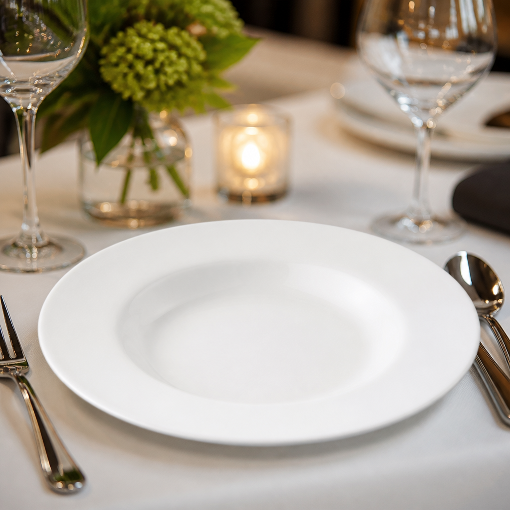 Monaco White Porcelain Soup Plates 240mm for Fine Dining - Pack of 24