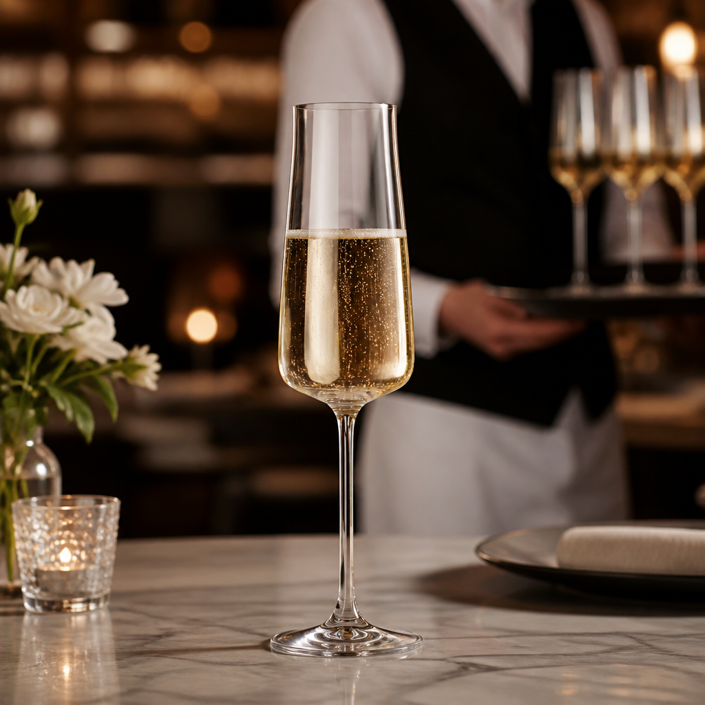 Crystal Glass Champagne Flutes 290ml for Modern Table Settings (Pack of 6)