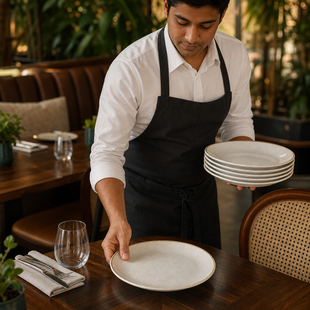 Round Coupe Plates White Vitrified Ceramic for Dining (Pack of 12)