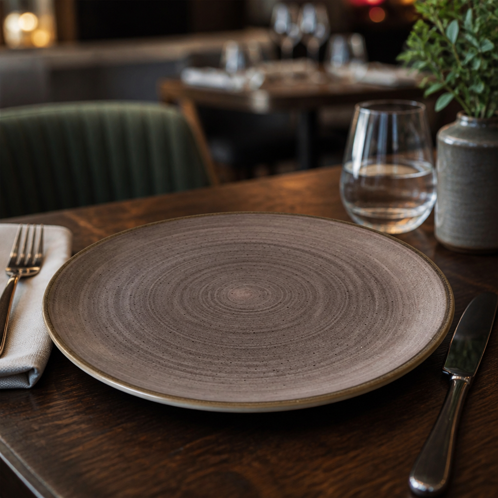 Coupe Plates 286mm Brown Vitrified Ceramic for Hospitality Settings (Pack of 12)