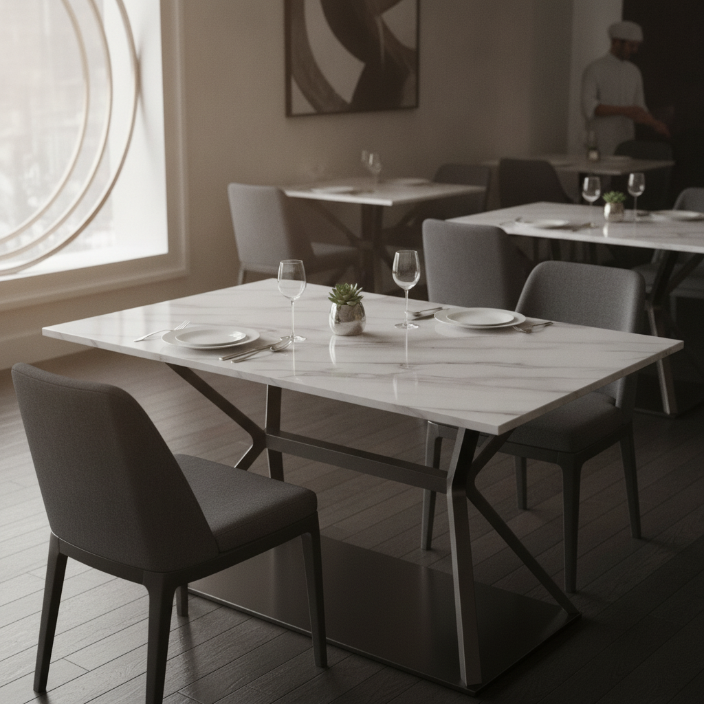 High Density Woodchip Marble Effect Rectangular Table Top 1100x700mm for Stylish Dining Areas