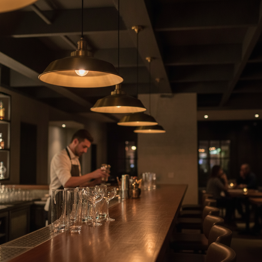 Brass Step Pendant Light 410mm for Bars & Restaurants