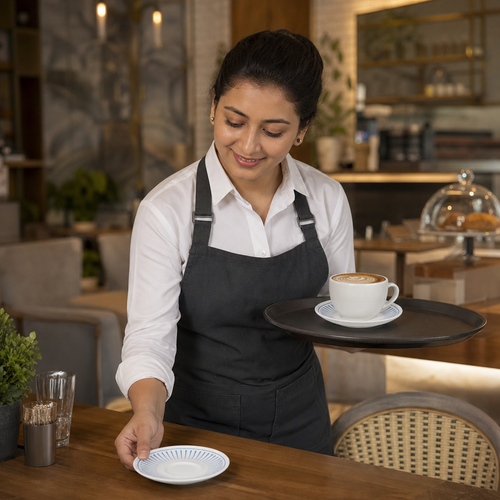 Cappuccino Saucers Soft Blue Vitrified Ceramic for Cafés (Pack of 12)