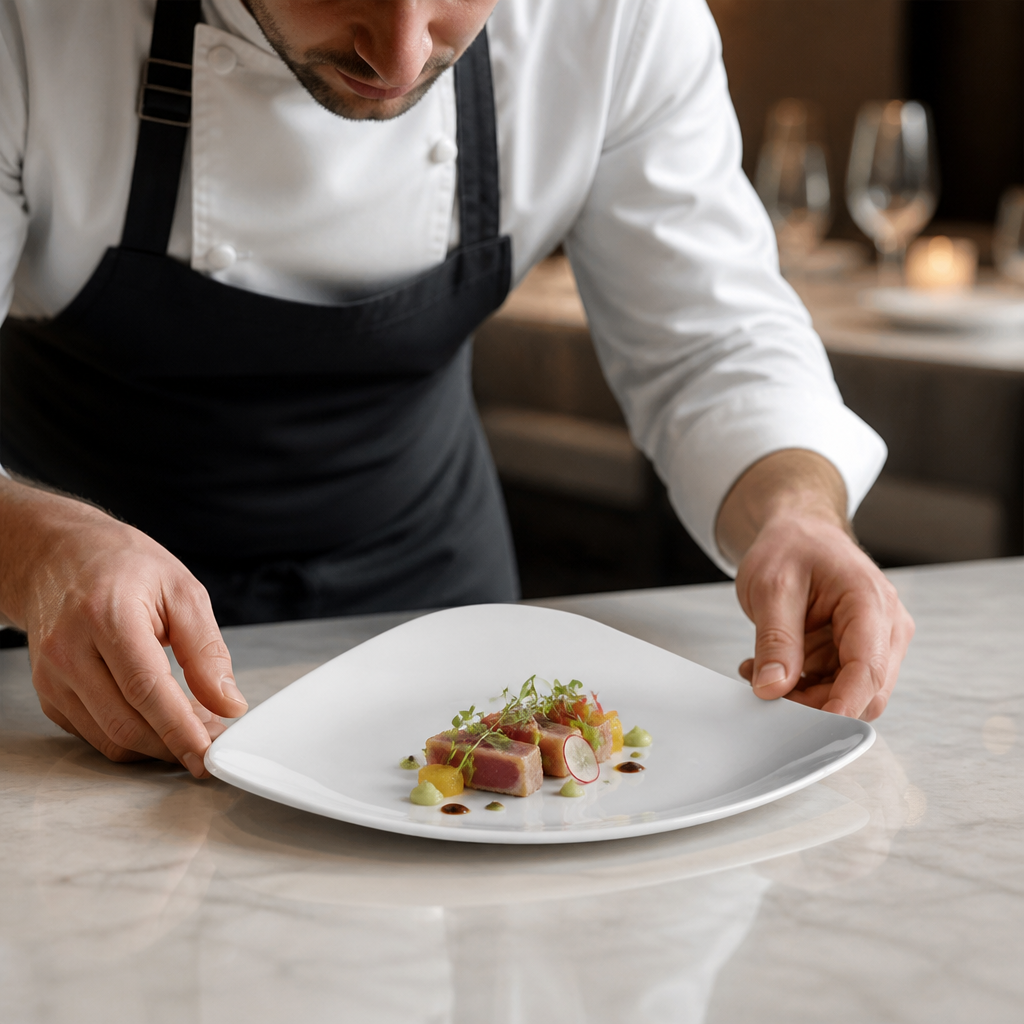 Triangle Plates 310mm Porcelain for Contemporary Food Presentation (Pack of 6)