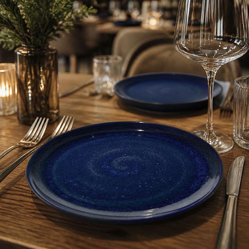 Coupe Plates Deep Blue Porcelain for Elegant Dining (Pack of 12)