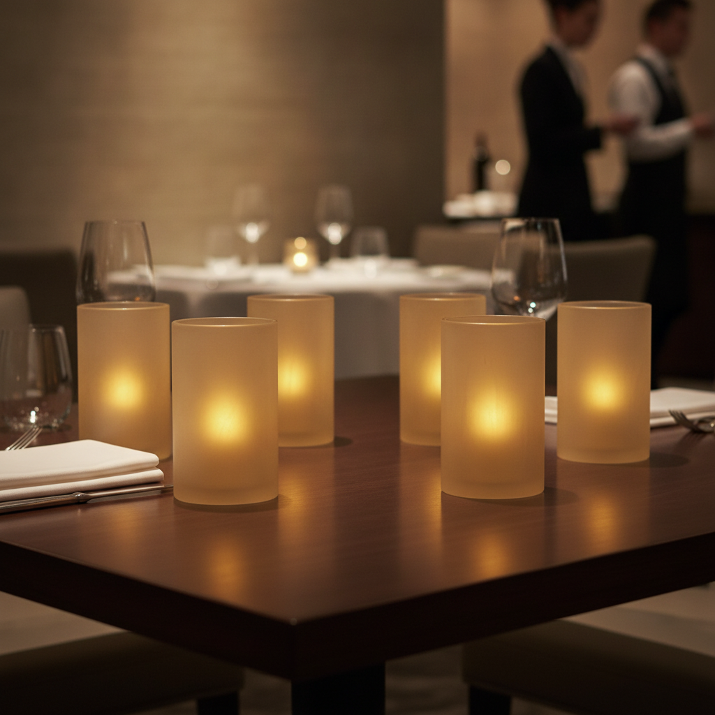 Amber Satin Glass Cylinder 73mm for Enhancing Dining Experience (Pack of 6)