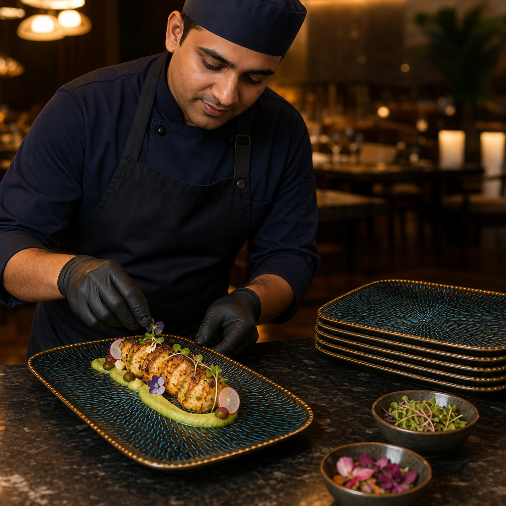 Deep Trays Blue Vitrified Ceramic for Hospitality (Pack of 6)
