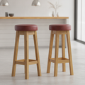 Rubber Wood High Stool with Bison Bordeaux Seat 760x335mm for Dining Spaces (Pack of 2)
