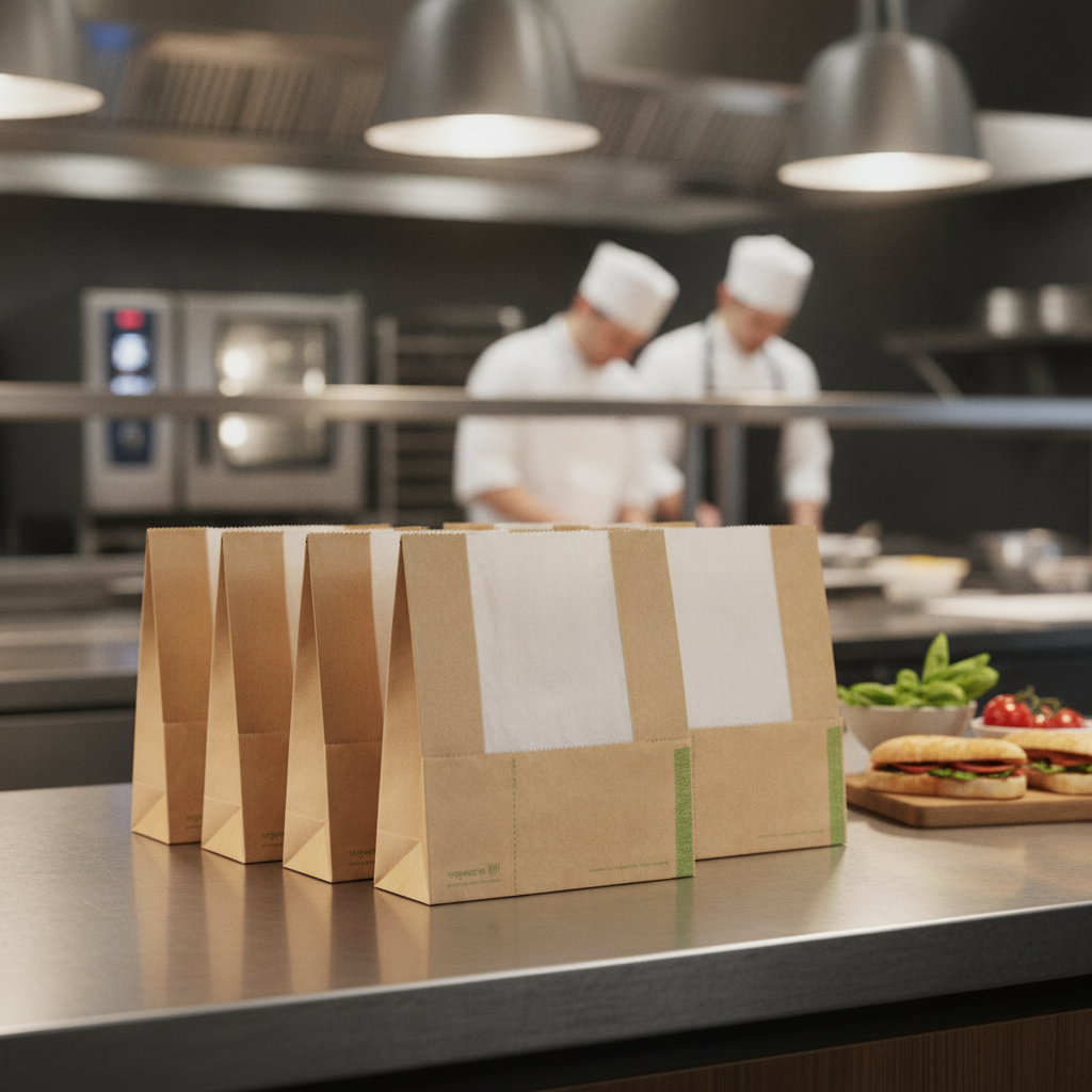 Compostable Kraft Panini Bags for Takeaway Service (Pack of 500)