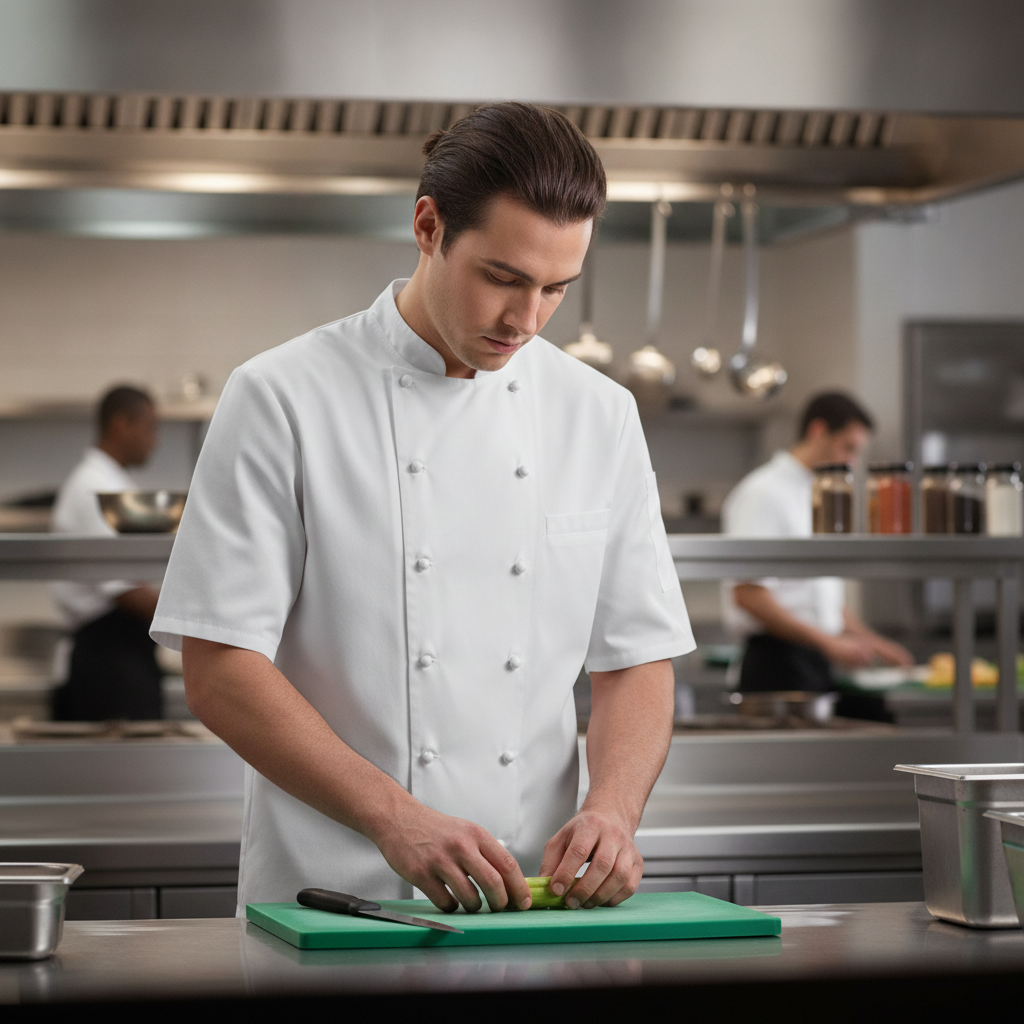 Polycotton Short Sleeve Chef Jacket White for Professional Kitchens