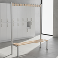 Steel and Ash Wood Coat Hanger Bench 1500mm for Leisure Facilities