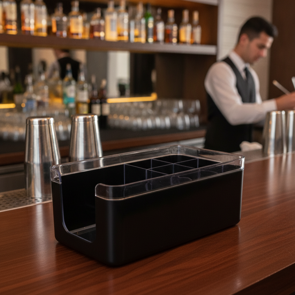 ABS Bar Caddy Black 142x103mm for Organizing Your Bar Essentials
