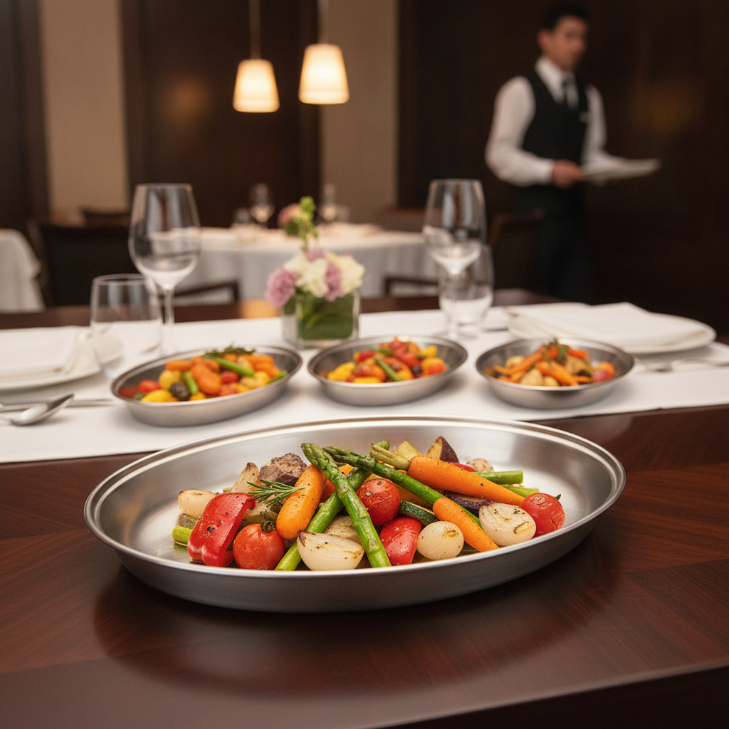 Stainless Steel Oval Vegetable Dish 300mm for Dining Settings