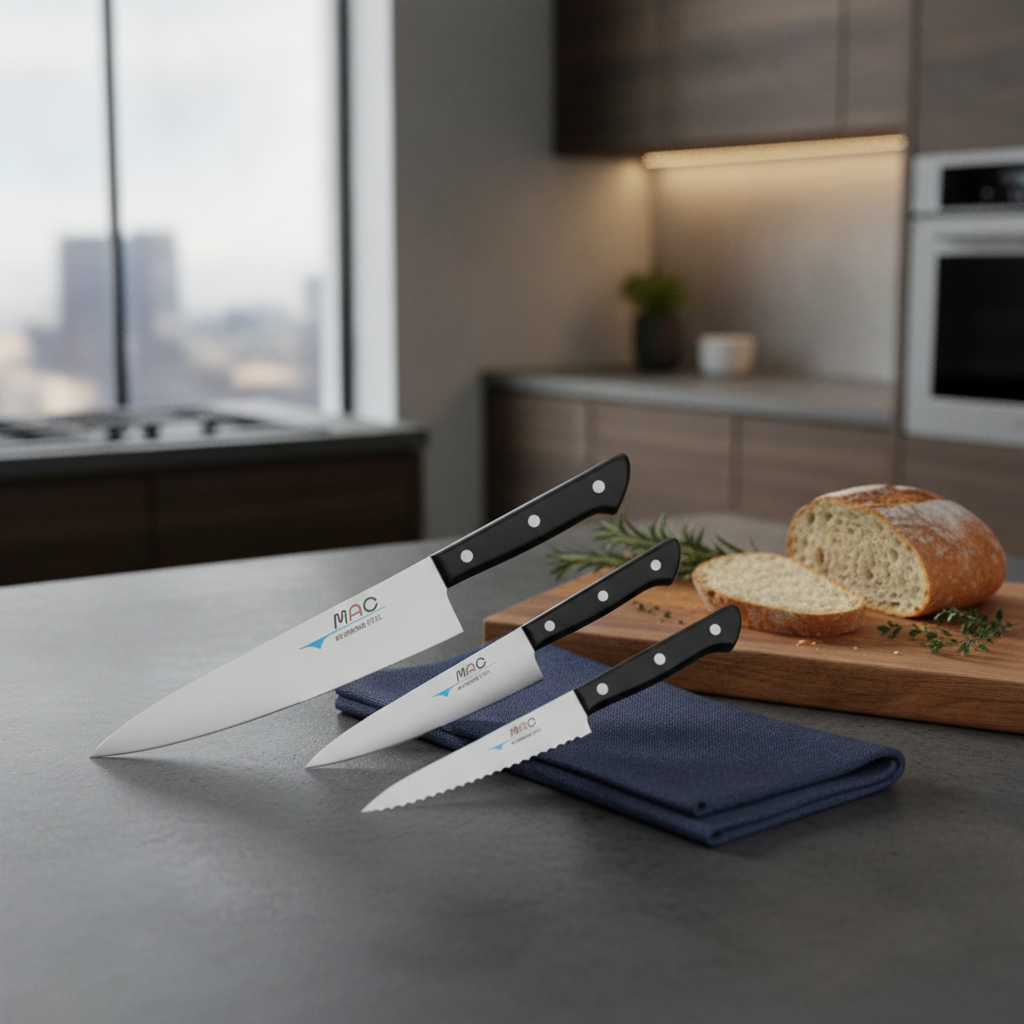 Stainless Steel Knife Set with Wood Handles for Everyday Cooking